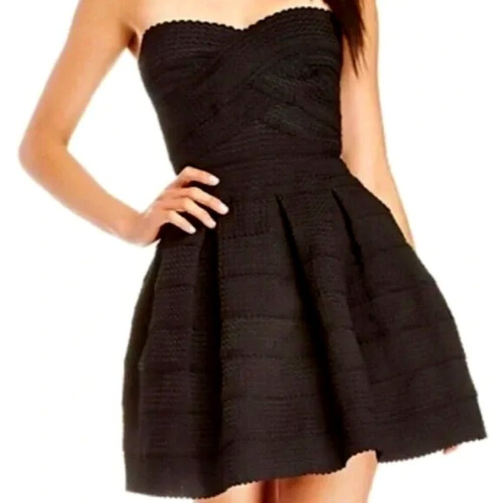Sans Souci Strapless Bandage Fit And Flare Mini Dress In Black Size M EUC